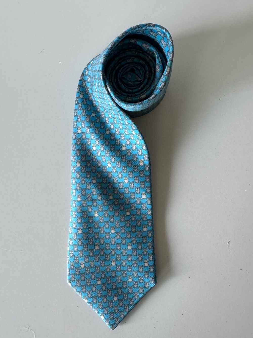 Hermes Classic Light Blue Patterned Men's Tie